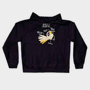 Lutino Cockatiel Anatomy Kids Hoodie